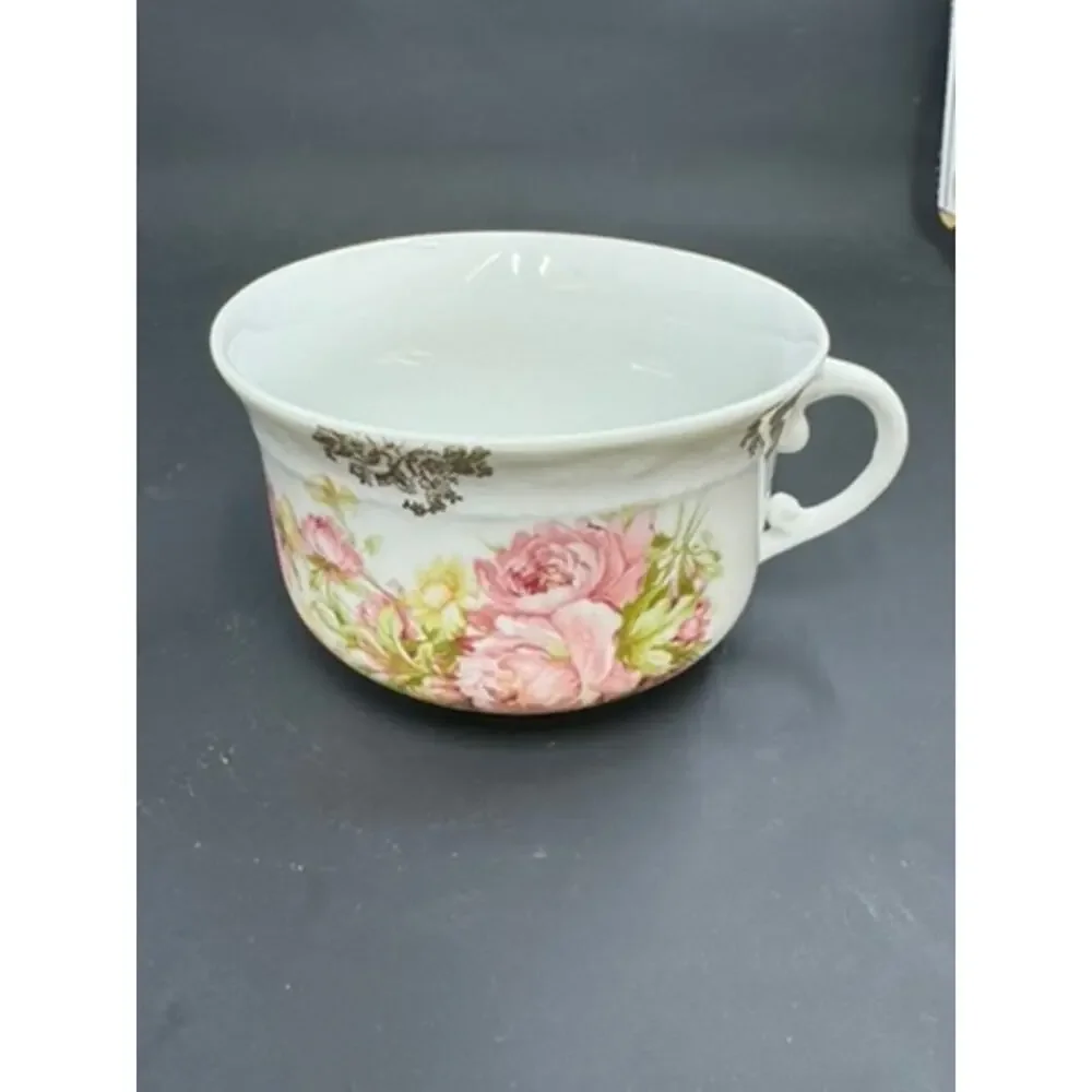 Tea Cup & Saucer Set,No Markings,Pink Peonies, Gold Clusters,No Chips Or Crazing